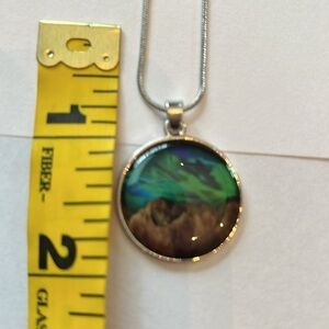 Elegant Silver Tone Necklace with Colorful Pendant